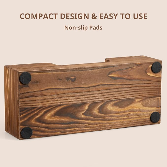 Paper Towel Dispenser Countertop, Burnt Wood Folded Paper Hand Towel Holder - Image 4