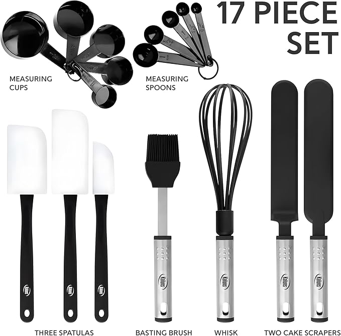 Silicone Spatula Set, 17 Piece Baking Utensils, Nylon and Stainless Steel - Image 5