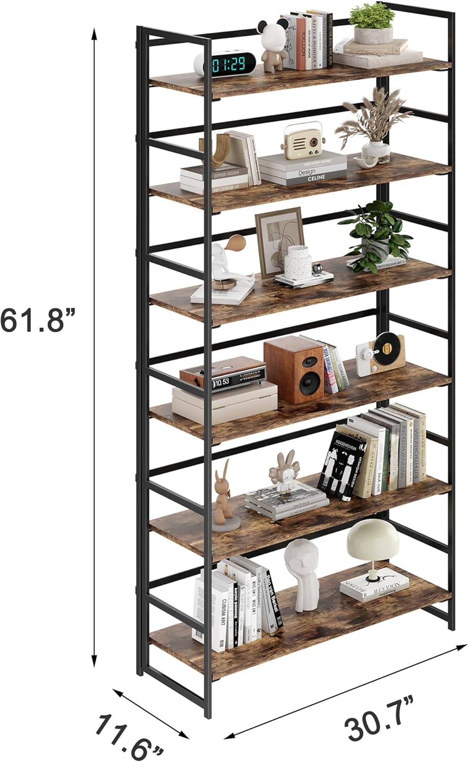Vintage Multifunctional Folding Bookshelf, No-Assembly Plant Stand Storage Ra...