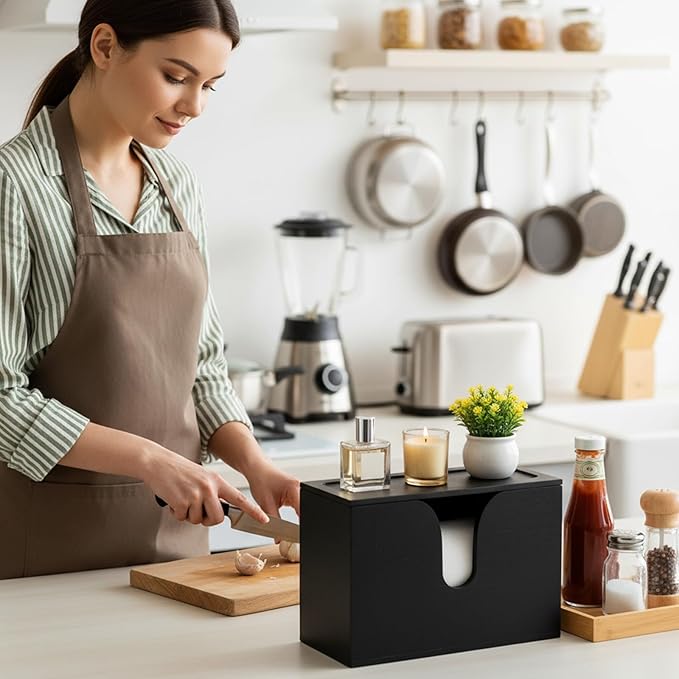 Paper Towel Dispenser Countertop, Wooden Bathroom Paper Towel Holder - Image 6