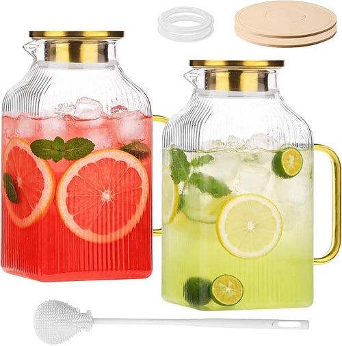 2 Pack 68oz/2 Liter Square Glass Pitcher by Moretoes
