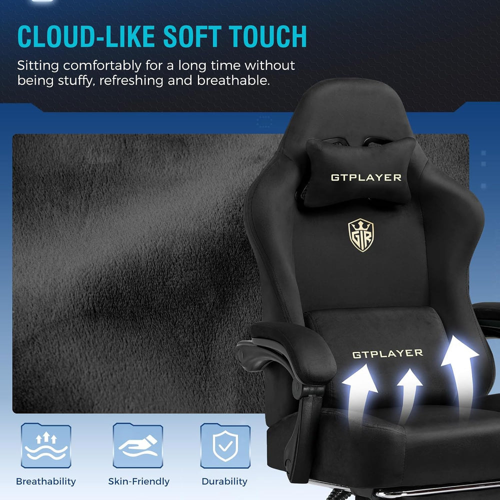 GTPLAYER Big and Tall Gaming Chair Fabric with Pocket Spring Cushion, High Ba...