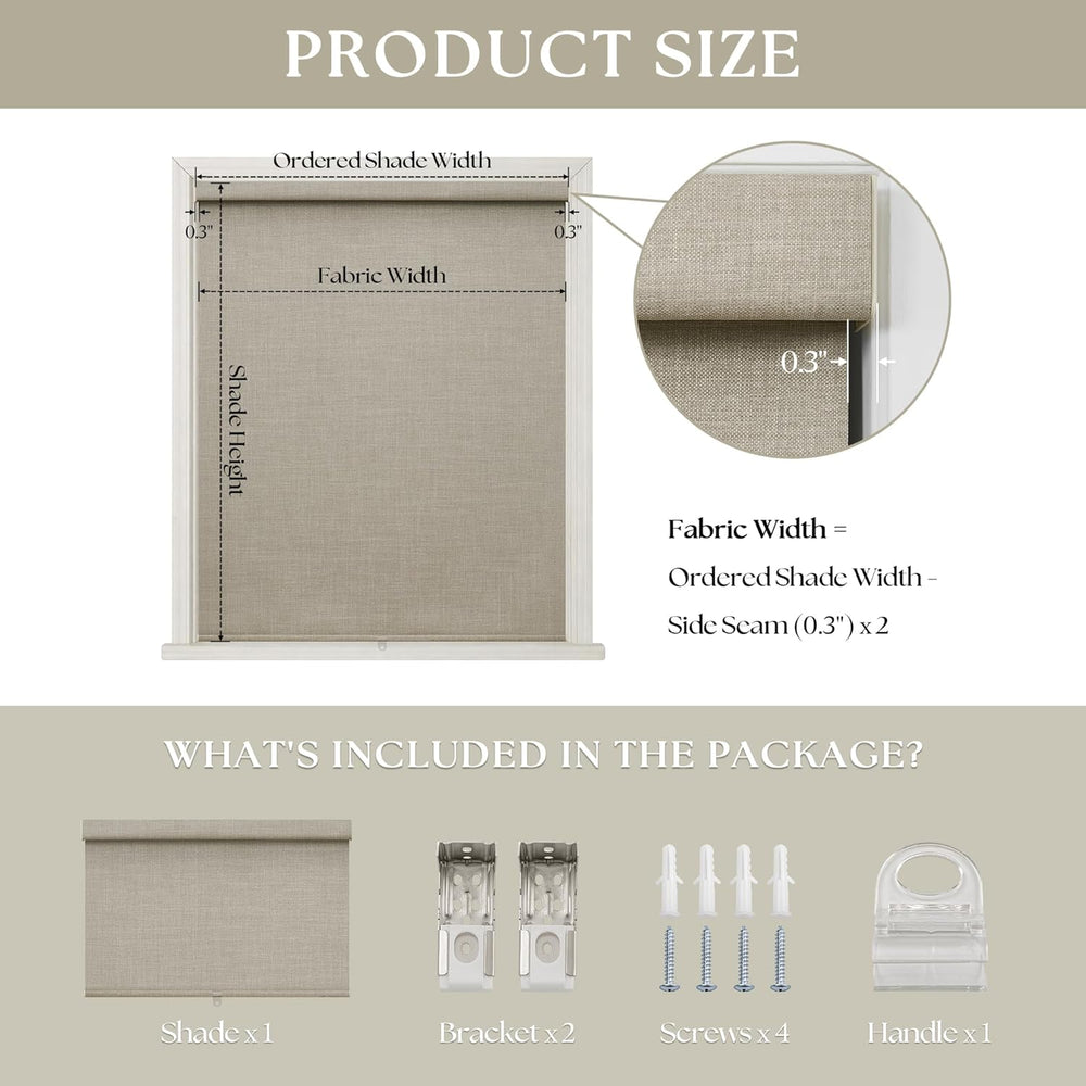 Blackout Roller Shades for Bedroom Window Cordless Free-Stop Blinds with Vala...