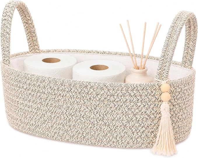 ABenkle Small Storage Basket, Jute Rope Woven Toilet Paper Tray Organizer by ABenkle