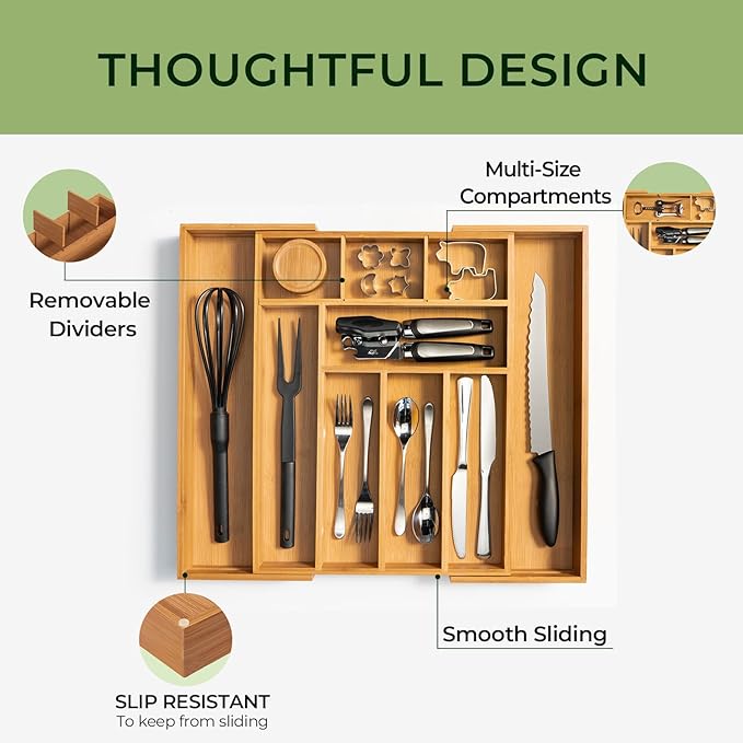 keechee 6-Piece Bamboo Drawer Organizer Set, 2.2" Deep Multi-Use Organizers - Image 6