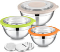 E-far Mixing Bowls with Lids and Graters, Stainless Steel Salad Mixing Bowl by E-far
