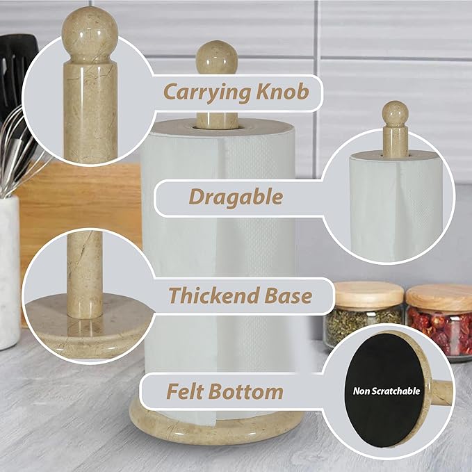 Handmade Ivory Marble Paper Towel Holder – Beige or Ivory Natural Stone - Image 6