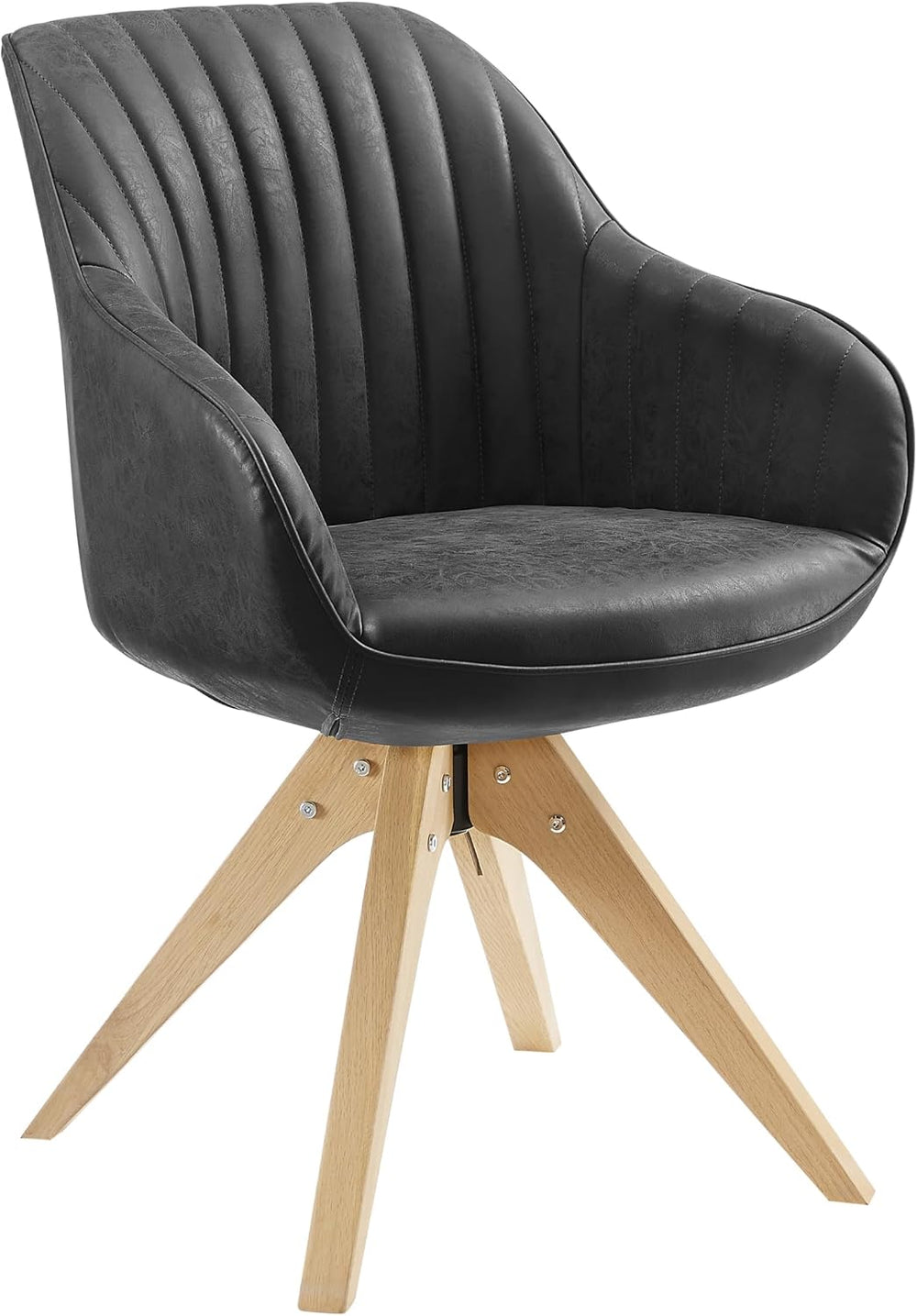 Art Leon Swivel Dining Chair, Faux Leather Upholstered Chair, Black