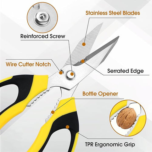 8 Inch Utility Scissors for Kitchen, Craft & DIY – Heavy Duty Stainless Steel - Image 2