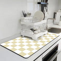 Dish Drying Mat for Kitchen Counter, 16.5’’ X 27.6’’ Checkered Large Coffee by BLESWIN