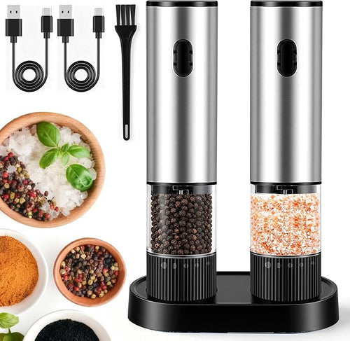 2 Pack Electric Salt and Pepper Grinder Set, Salt and Pepper Shakers by Unknown