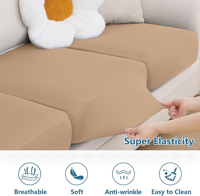 hyha Milk Silk Couch Cushion Covers, Soft Magic Sofa Covers Washable - Image 6