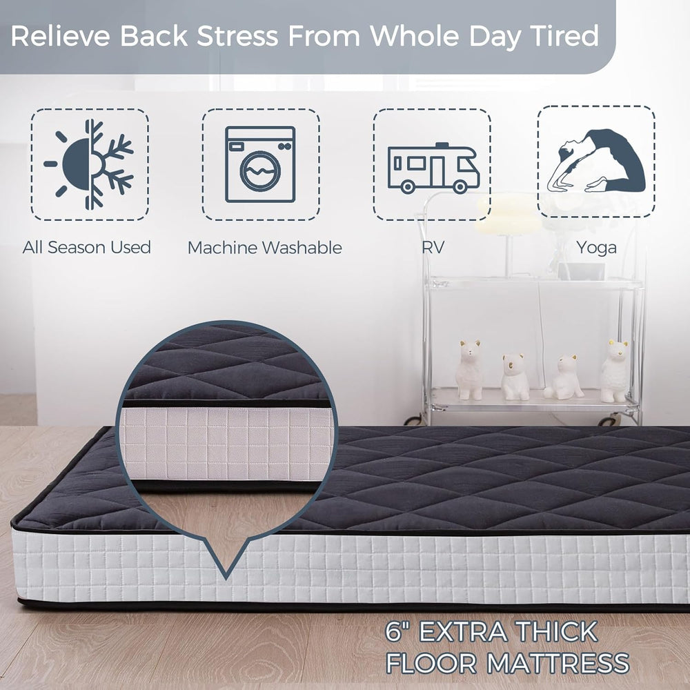 MAXYOYO 6" Extra Thick Japanese Futon Floor Mattress Foldable Queen Size