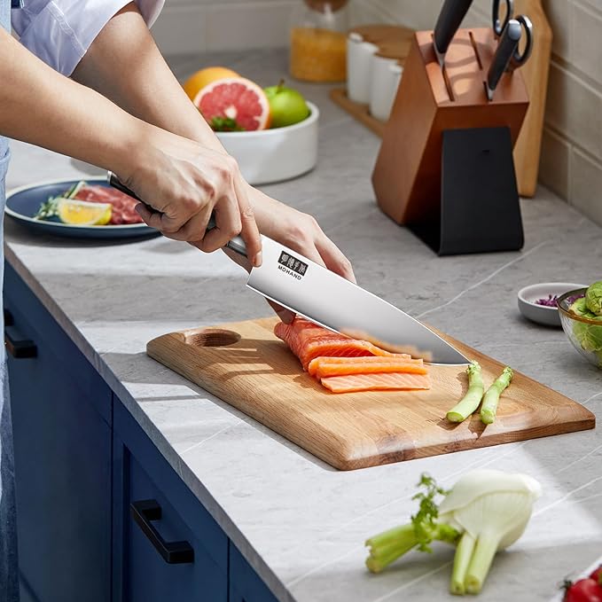 MDHAND Chef Knife Set with Roll Bag, High Carbon Stainless Steel Japanese - Image 6