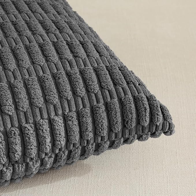 Fancy Homi 4 Packs Dark Grey Decorative Throw Pillow Covers 14x24 Inch - Image 4