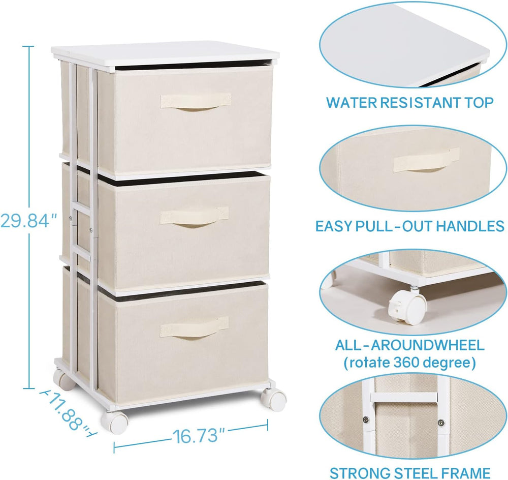MAX Houser Dresser Tower with 3 Drawers for Bedroom, Fabric Storage Organizer...