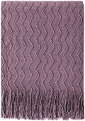 BOURINA Dark Lavender Throw Blanket 50x60 Inches Throw Textured Solid Soft Sofa by BOURINA