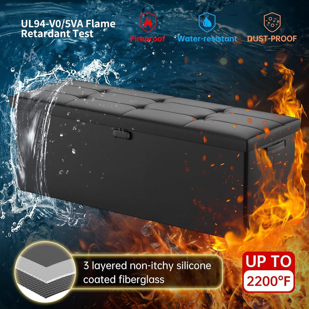 DocSafe Storage Ottoman Bench,Fireproof＆Waterproof Folding Bench with Lock(15...