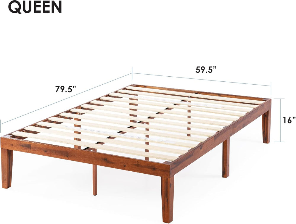 Mellow Naturalista Classic 16 Inch Solid Wood Platform Bed with Wooden Slats,...