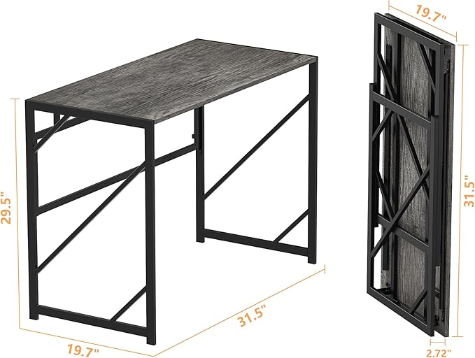 Elephance Folding Desk Writing Computer Desk for Home Office, No-Assembly Stu...