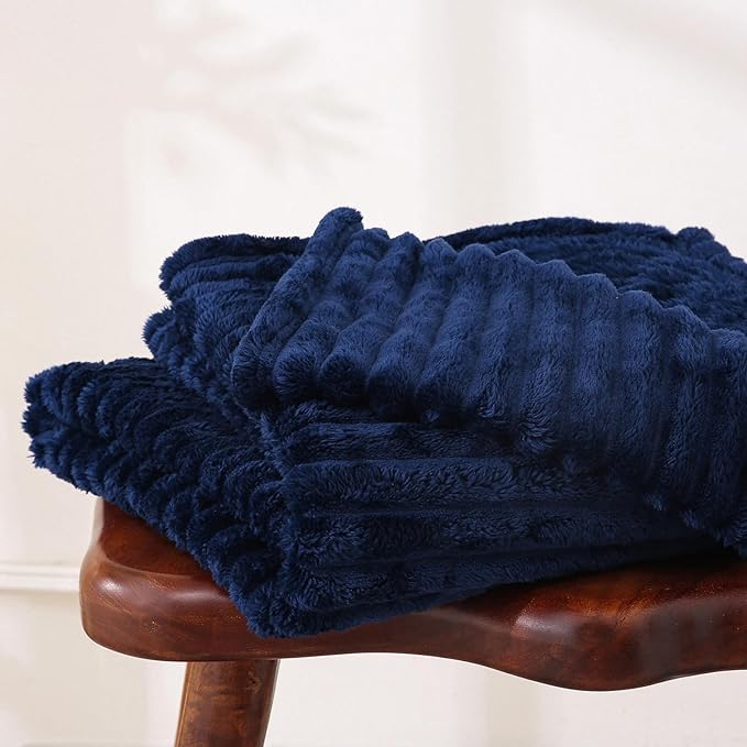 Navy Blue Fleece Throw Blanket 50”×60” - Image 4