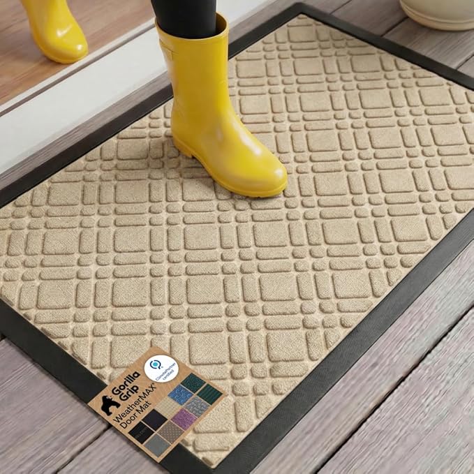GORILLA GRIP 100% Waterproof All-Season WeatherMAX Doormat 35x23, US Designed by GorillaGrip