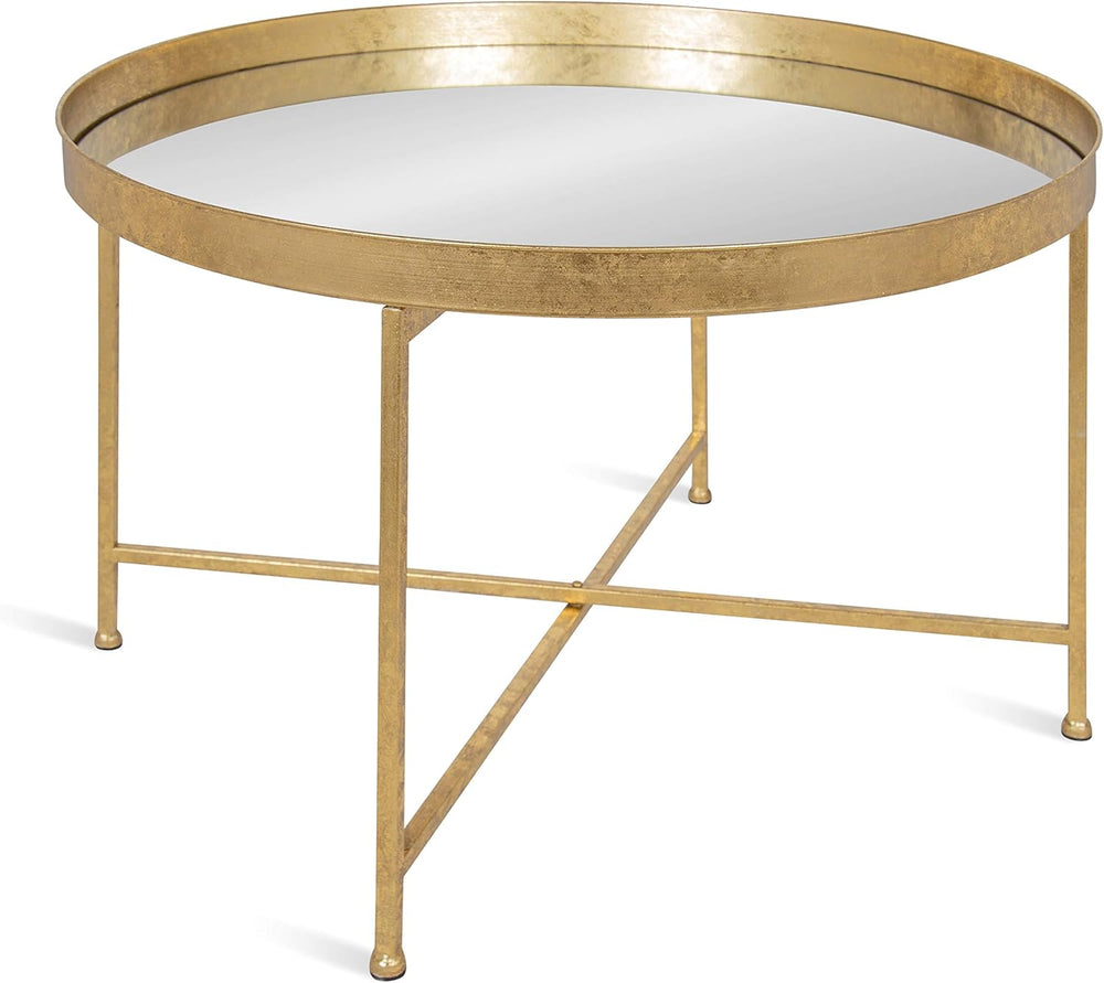 Kate and Laurel Celia Metal Foldable Round Accent Coffee Table, 28.25" x...