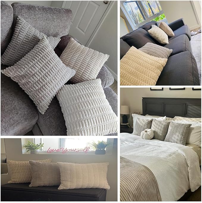 Fancy Homi 4 Packs Neutral Long Lumbar Decorative Throw Pillow Covers 16x24 Inch - Image 7