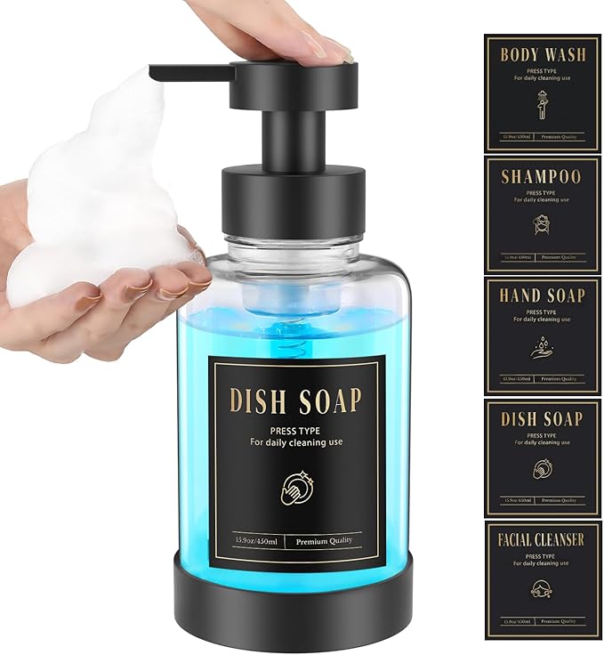 Luxspire Foaming Soap Dispenser, Glass Foam Pump Soap Dispenser, Non-Slip Hand by Luxspire