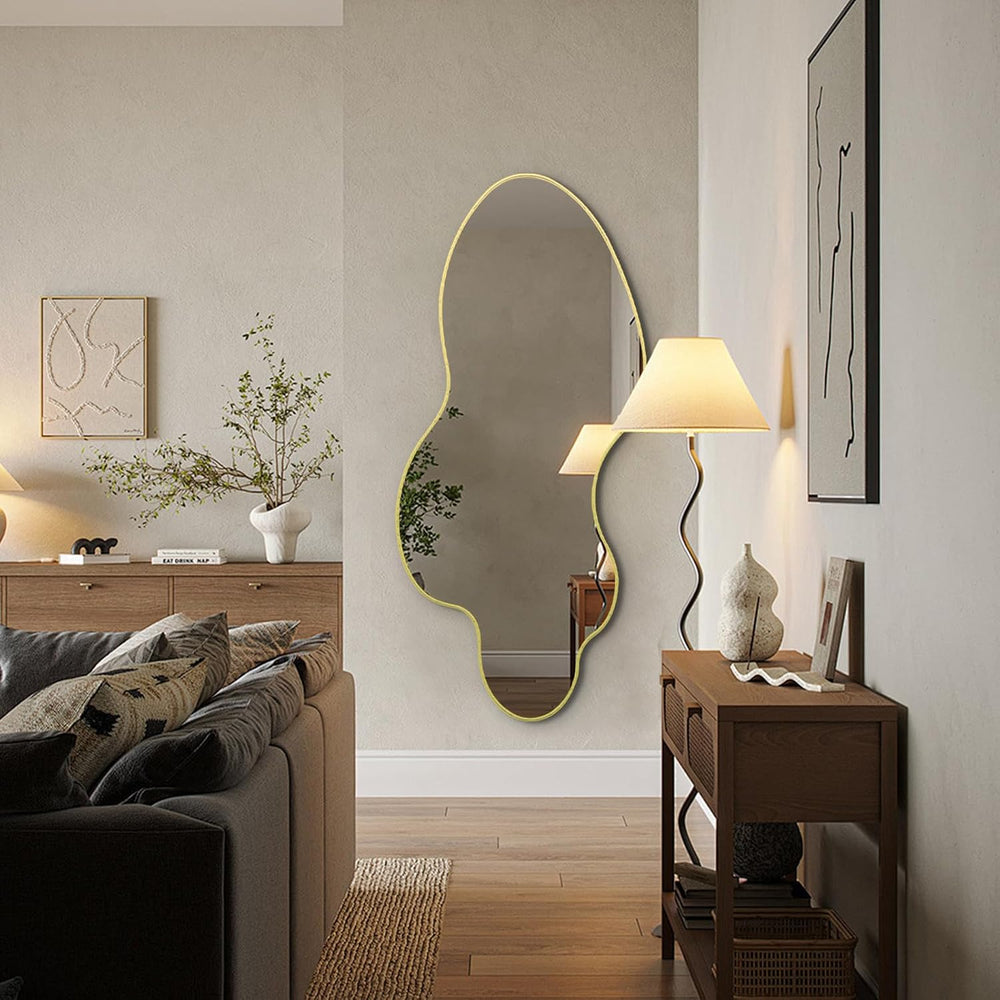 Irregular Wall Mirror, 55"x26" Asymmetrical Decorative Accent Mirro...