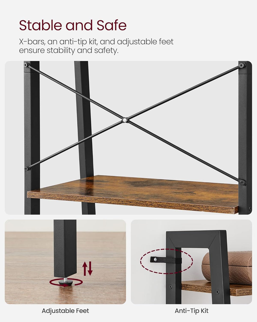 VASAGLE BARNET Collection - Ladder Shelf, Bookshelf, Storage Rack, Modern Boo...