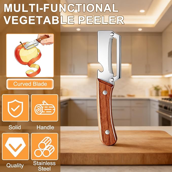 Premium Vegetable Peeler with Wooden Handle and Bottle Opener - Image 7