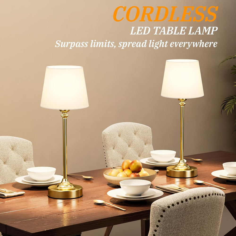 Kakanuo Cordless Table Lamps Rechargeable Set - 2 Pack Gold 4000mAH Battery O...