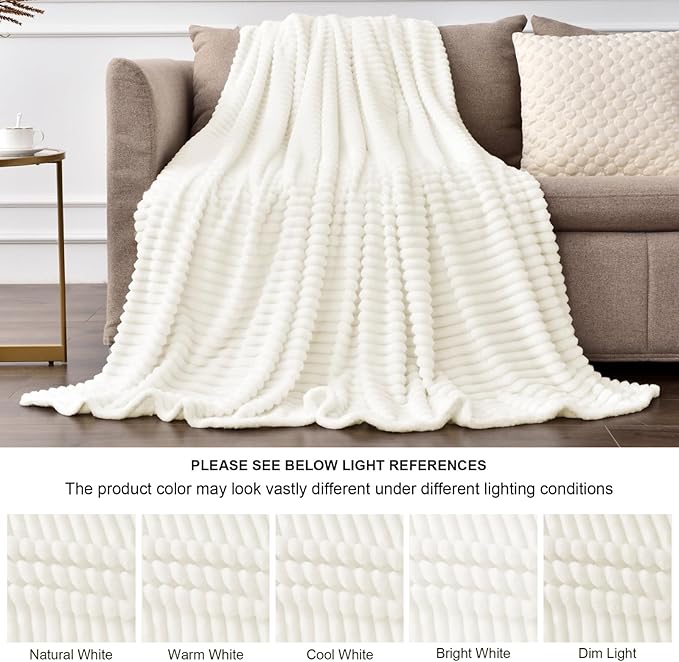 BEDELITE Fleece Throw Blanket for Couch – 3D Ribbed Jacquard Soft and Warm - Image 6