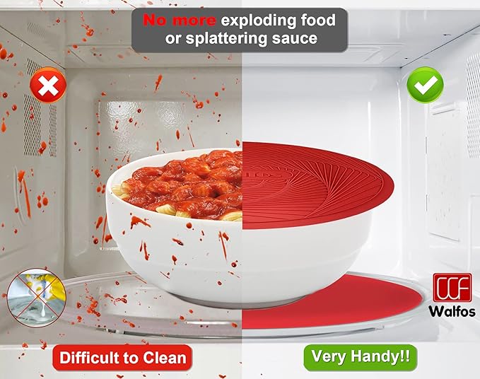 Walfos 12 10 Inch Silicone Microwave Mats, Microwave Splatter Cover - Image 2