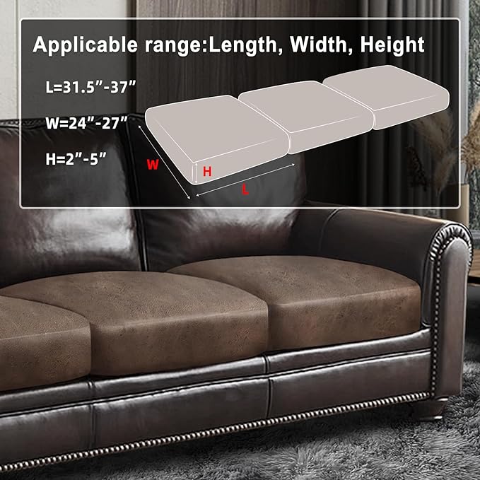 Leather Look Couch Cushion Covers Sofa Seat Slipcovers Sets Couches Furniture - Image 3