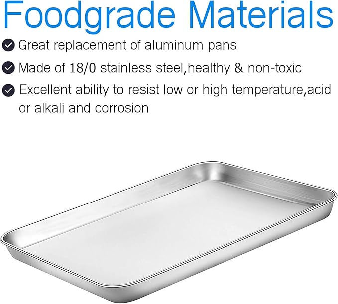 Cookie Sheet Baking Sheet Set of 3, Bastwe Commercial Grade Stainless Steel - Image 2