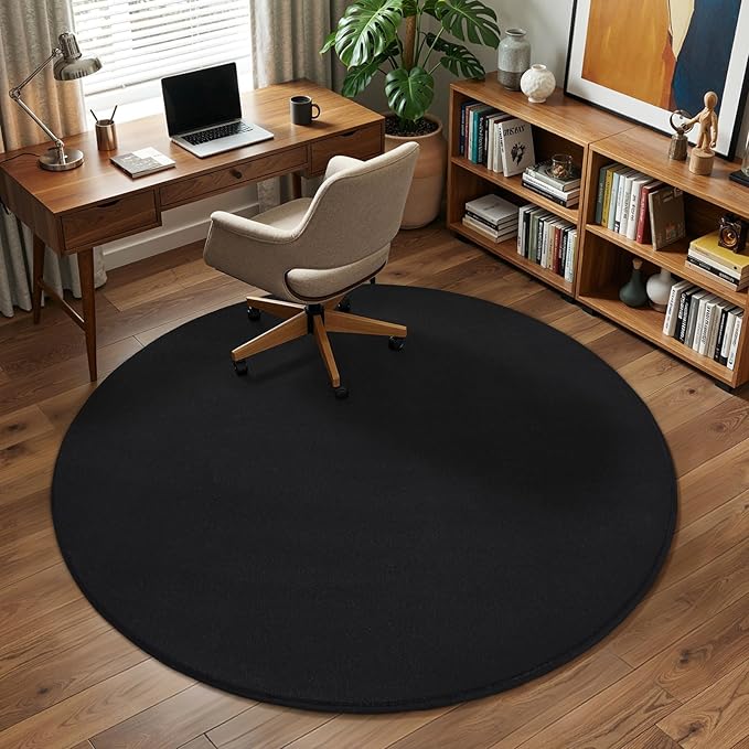 Amearea Black Round Area Rugs 4ft Washable Circle Rugs - Image 7