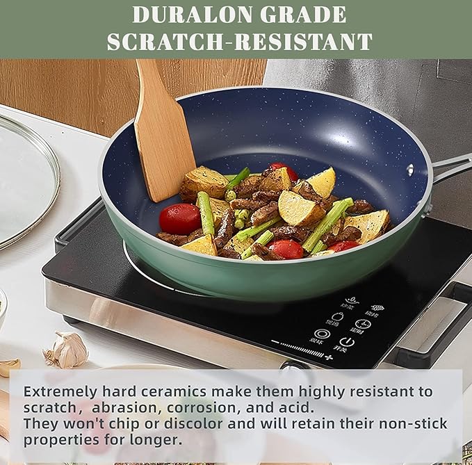 Nuwave 9pc Cookware Set Healthy Duralon Blue Ceramic Nonstick Coated, Diamond