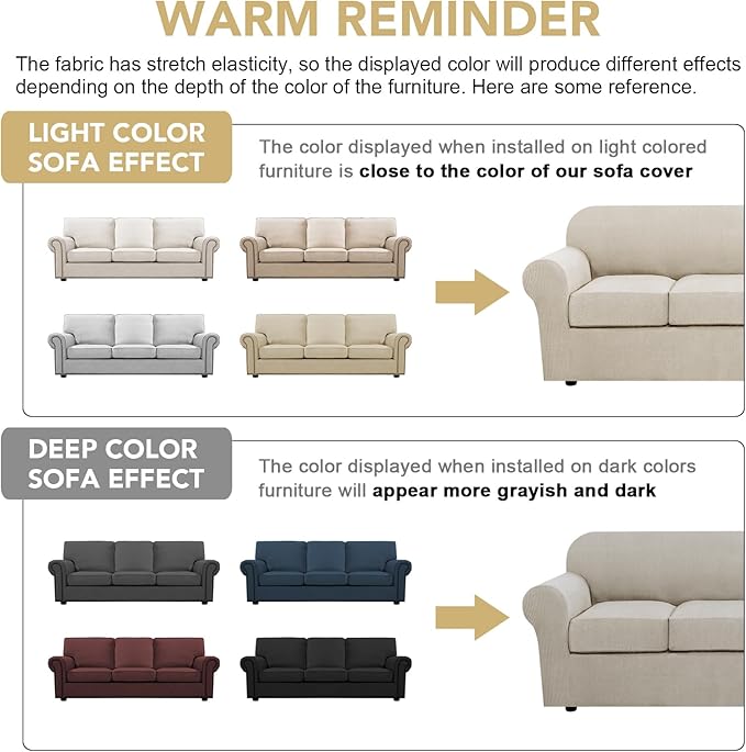 H.VERSAILTEX 4 Piece Stretch Sofa Covers - Image 4