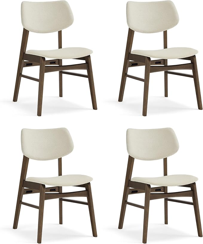 Wooden Dining Chairs Set of 4, Upholstered Modern Dining Room Chairs, Solid O...