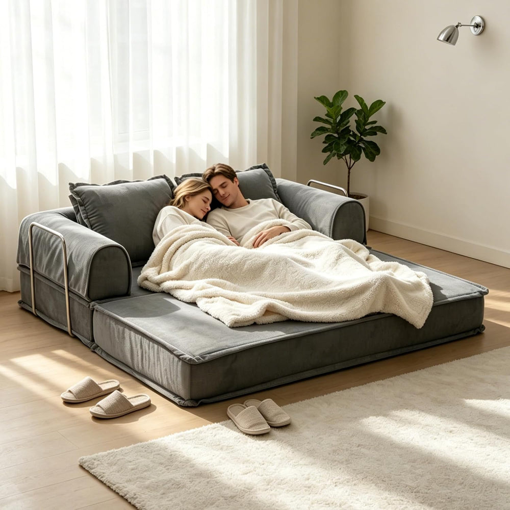79" Futon Sofa Bed, Daybed Couch with Fixed-Shape Frame, 4-in-1 Boneless...