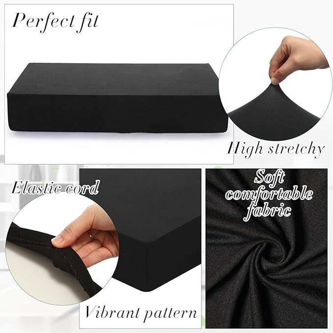 Newwiee Set of 4 Stretch Patio Cushion Covers Sofa Couch Seat Chair Slipcovers - Image 4