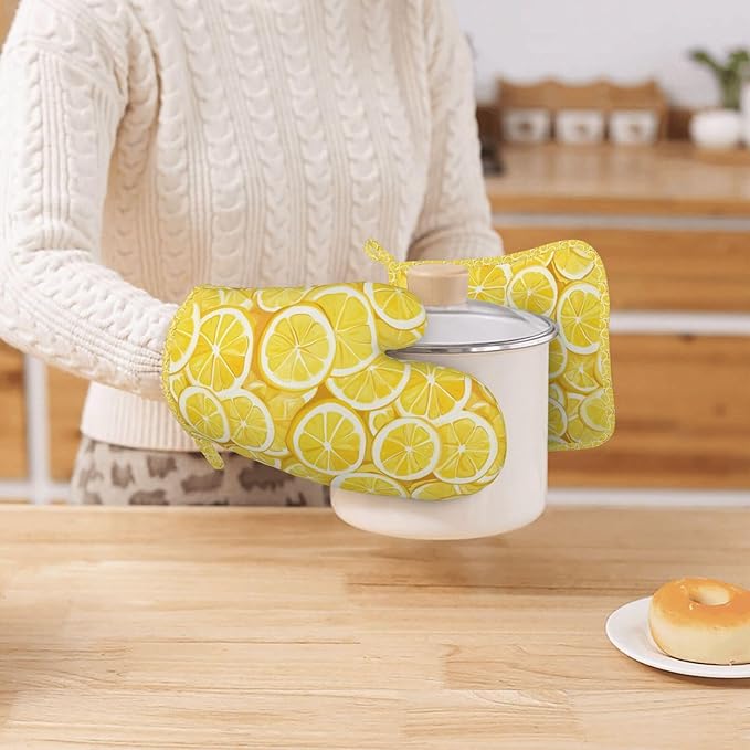 Oven Mitts and Pot Holders Lemon Watercolor Yellow Silicone Kitchen Accessories - Image 7