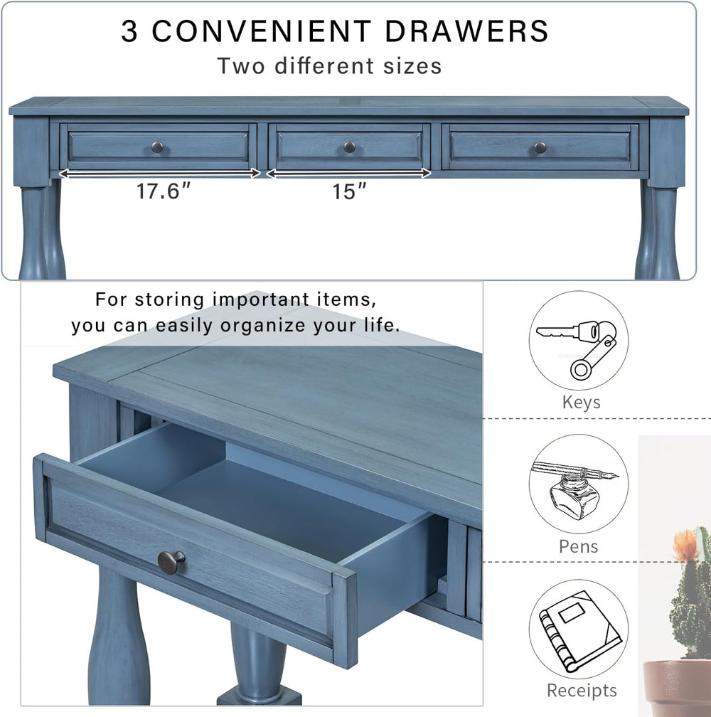Merax Long Console Table with Drawers and Shelf for Entryway, 63" Sofa T...
