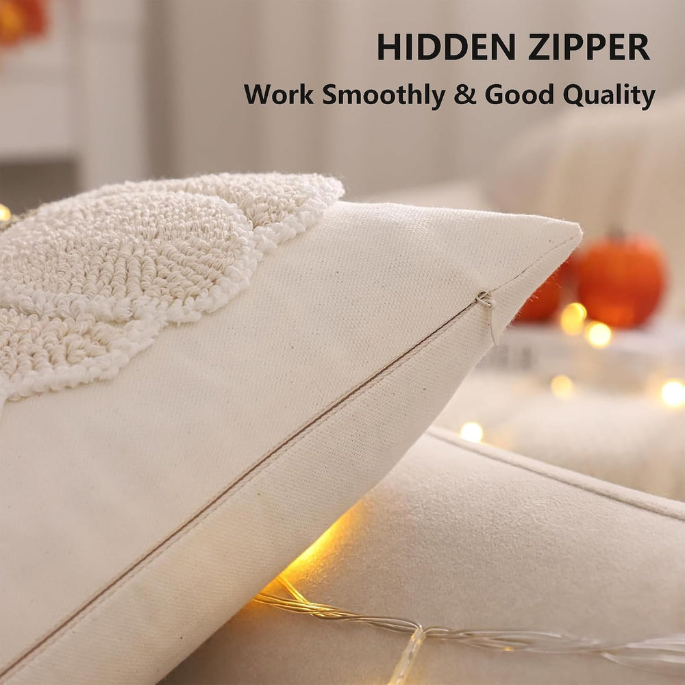 Fall Thanksgiving Pillow Covers 12x20 inch Set of 2 Beige Pumpkin