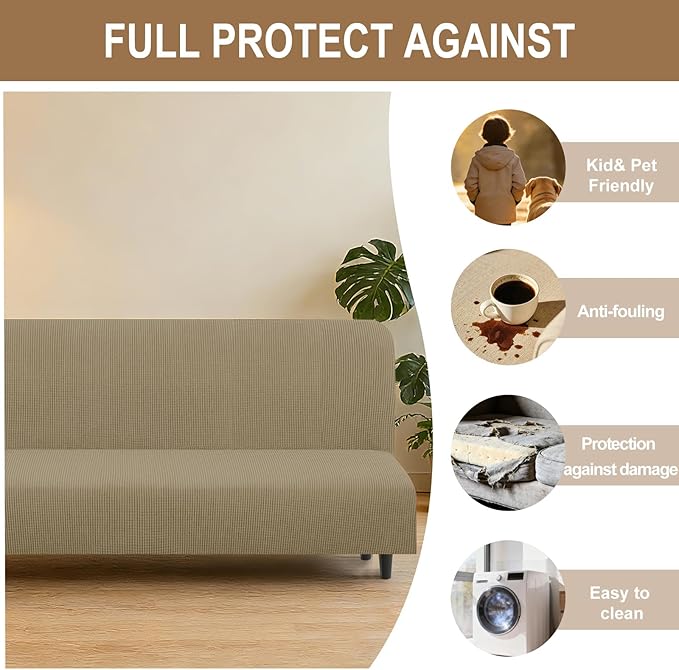 U-NICE HOME Stretch Futon Cover Armless Bed Slipcover - Image 4
