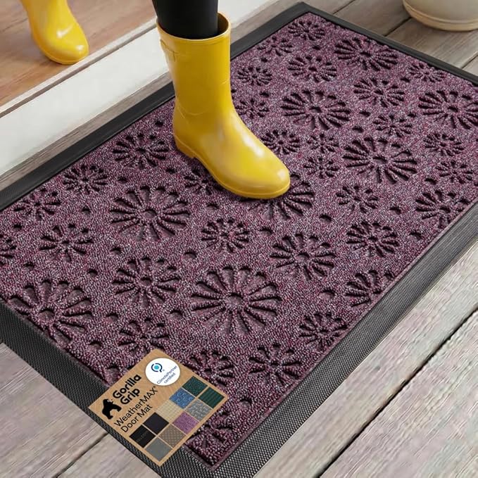 GORILLA GRIP 100% Waterproof All-Season WeatherMAX Doormat, Durable Natural by GorillaGrip