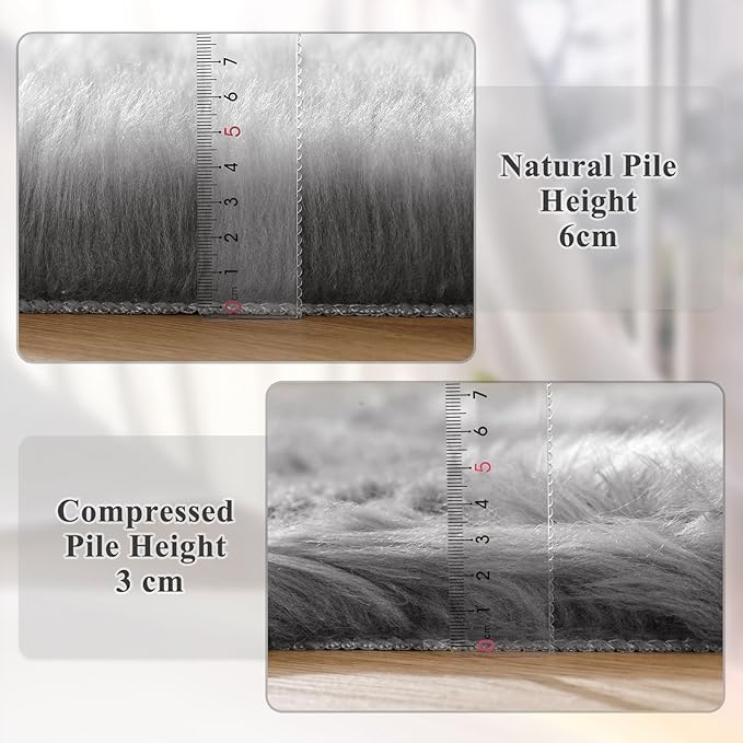ORINOVA Shag Rug 6x9 Area Rugs for Bedroom Silver Grey Fluffy Machine Washable - Image 4