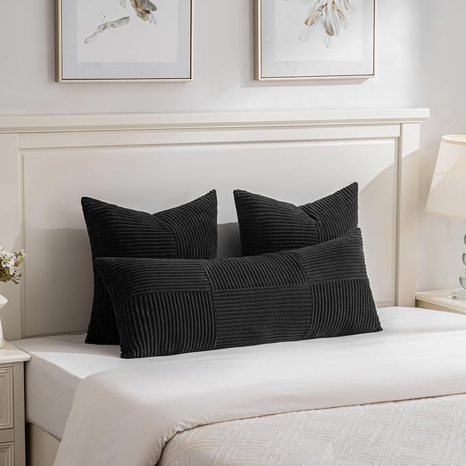 Fancy Homi 2 Packs Black Big Decorative Throw Pillow Covers 24x24 Inch - Image 5